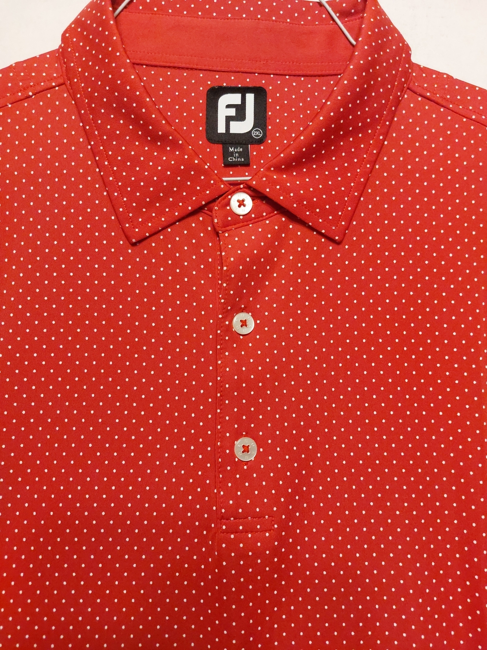 FootJoy Men's Red Polka Dot Golf Polo